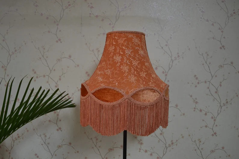 Burnt Orange Silk Scallop Lampshade