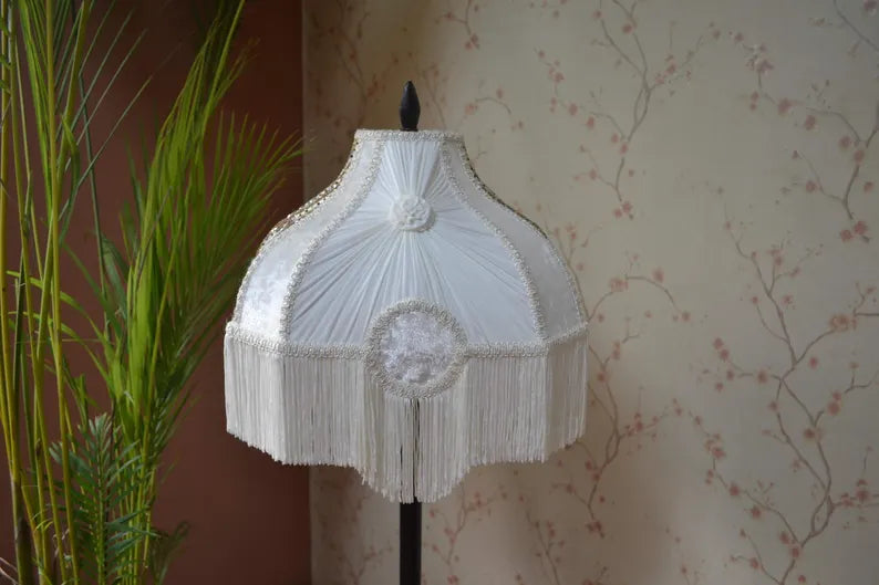 Victorian White Silk Luxury Lampshade