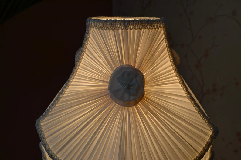 Victorian White Silk Fringe Lampshade