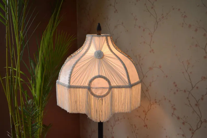 Victorian White Silk Luxury Lampshade