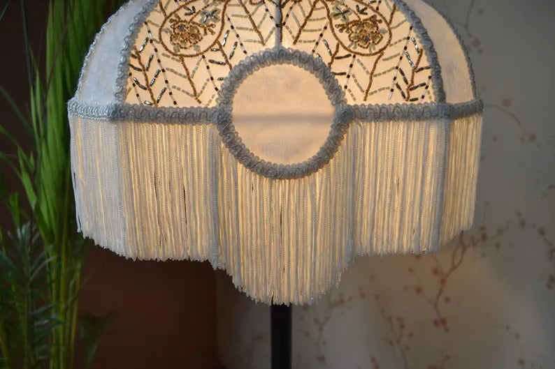 Victorian White Silk Luxury Lampshade