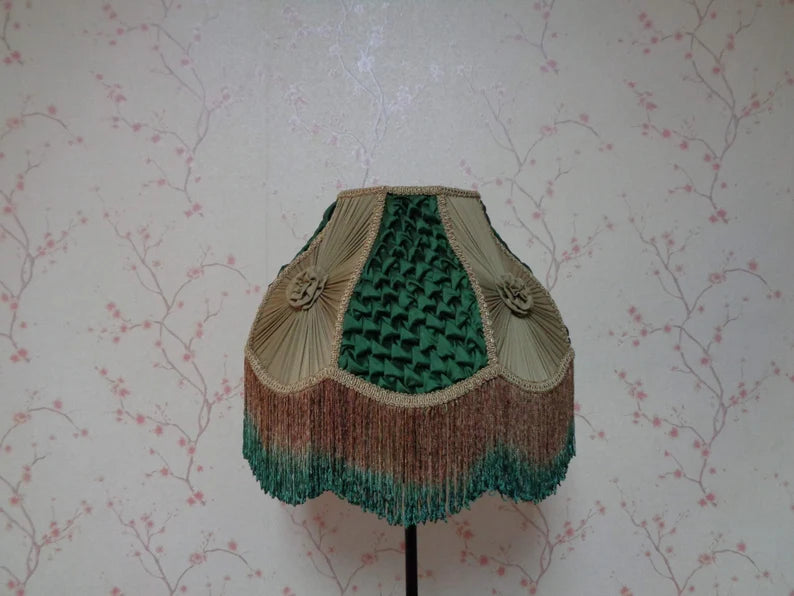 Green Gold Chiffon Victorian Lampshade
