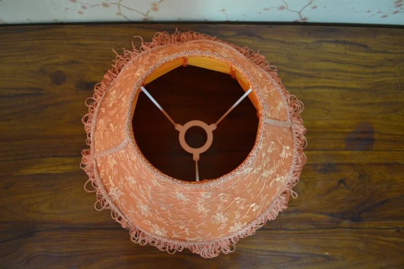 Burnt Orange Silk Scallop Lampshade