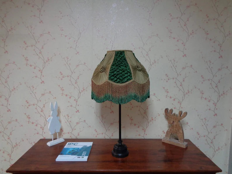 Green Gold Chiffon Victorian Lampshade