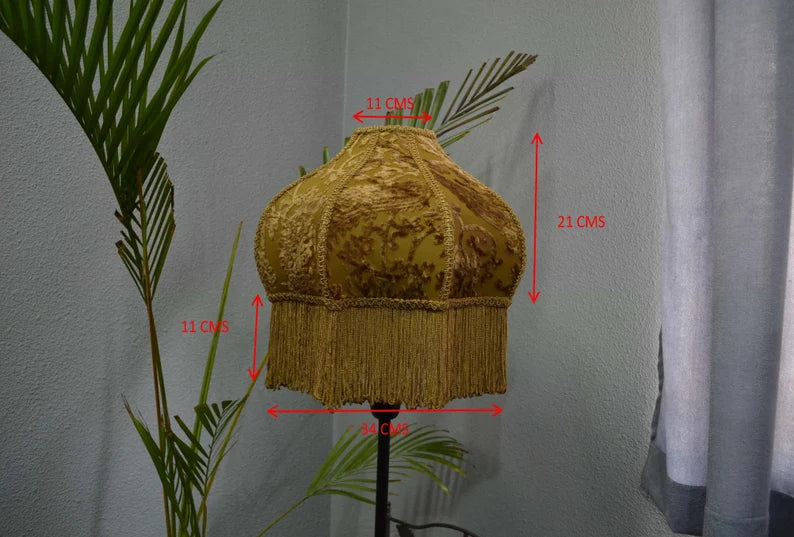 Golden Velvet Scalloped Vintage Lampshade