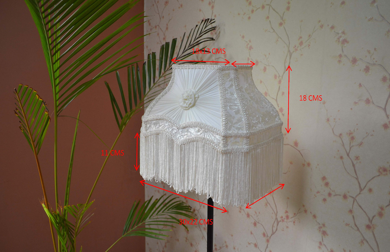 Ivory White Velvet Fringe Lampshade