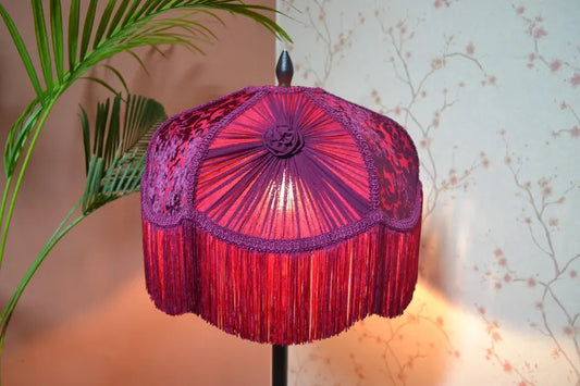 Hexa Wine Velvet Fringe Lampshade