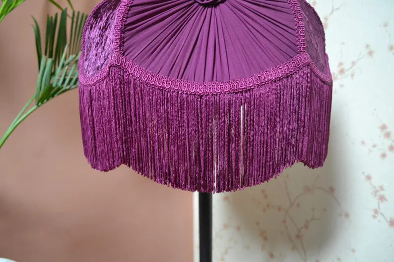 Hexa Wine Velvet Fringe Lampshade