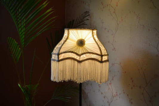 Ivory White Velvet Fringe Lampshade