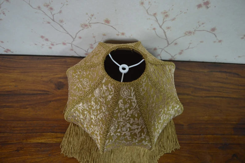 Golden Velvet Scalloped Vintage Lampshade