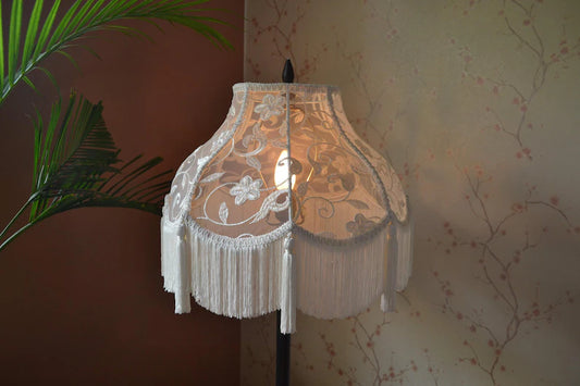 Ethereal White Fringe Lampshade