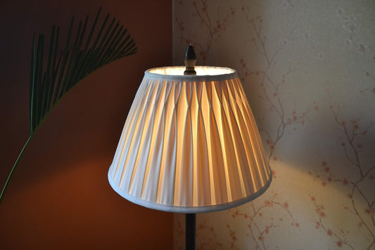Cream Pinch Pleated modern Silk Lampshade (set of 2)