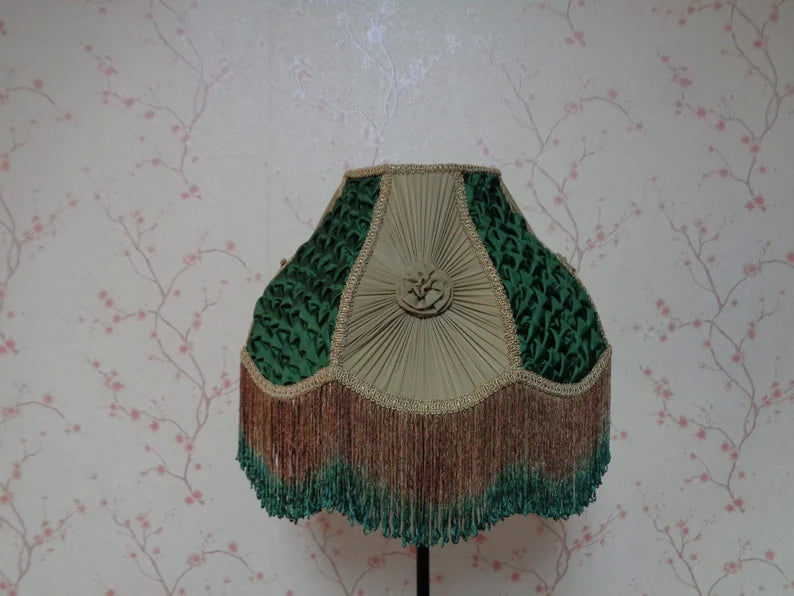 Green Gold Chiffon Victorian Lampshade