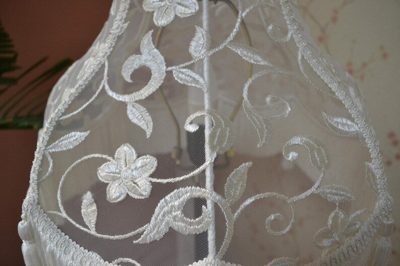 Ethereal White Fringe Lampshade