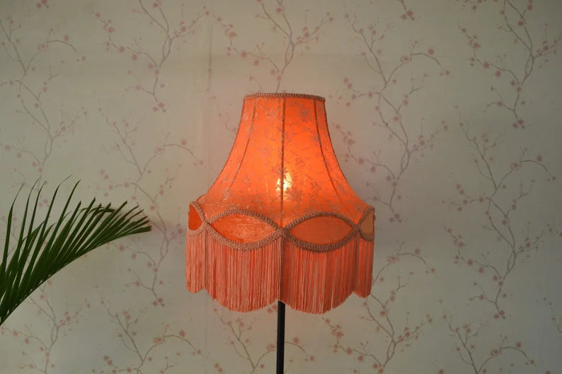 Burnt Orange Silk Scallop Lampshade