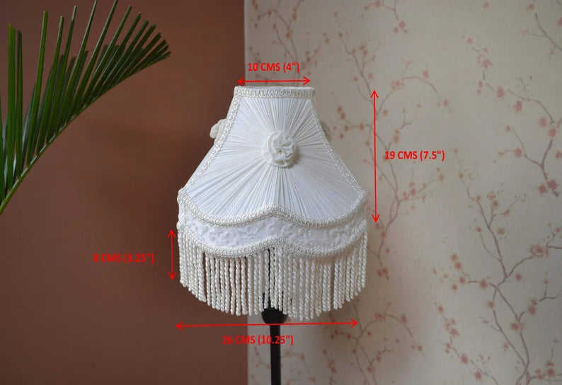 Victorian White Silk Fringe Lampshade