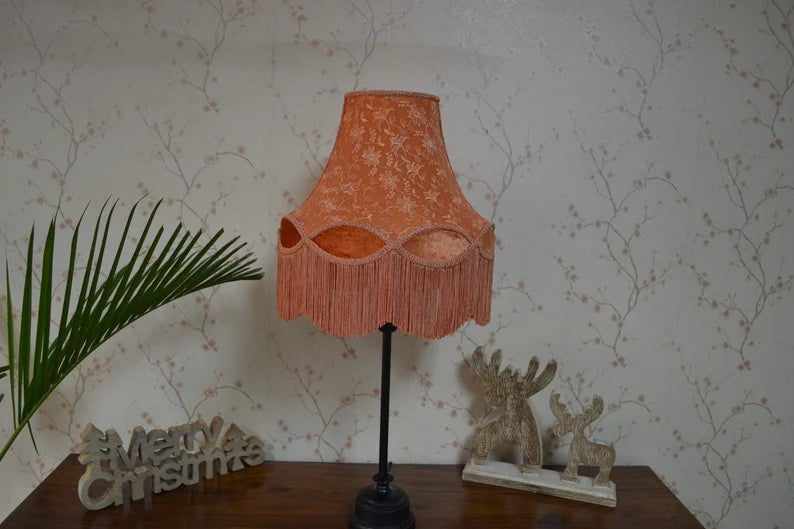 Burnt Orange Silk Scallop Lampshade