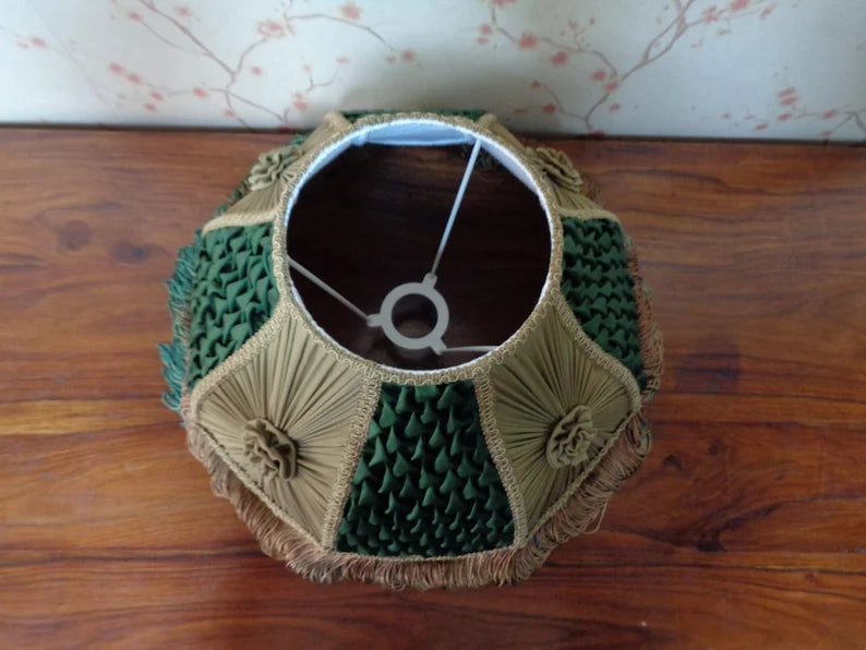 Green Gold Chiffon Victorian Lampshade
