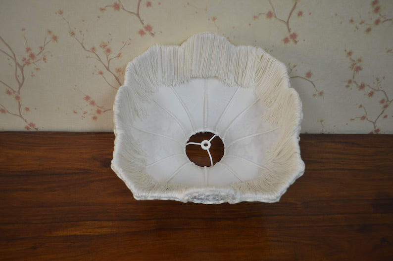 Ivory White Silk Vintage Fringe Lampshade