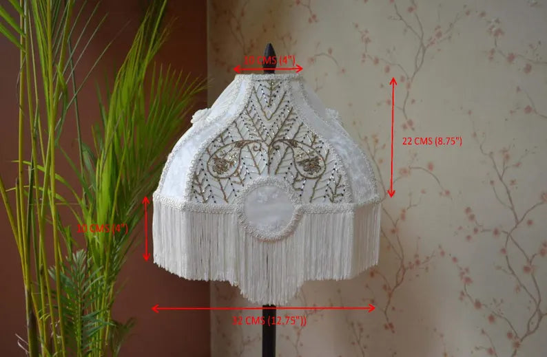 Victorian White Silk Luxury Lampshade