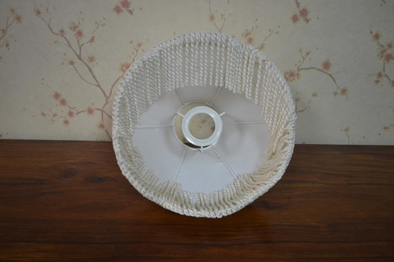 Victorian White Silk Fringe Lampshade