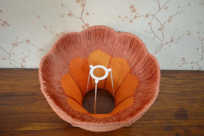 Burnt Orange Silk Scallop Lampshade
