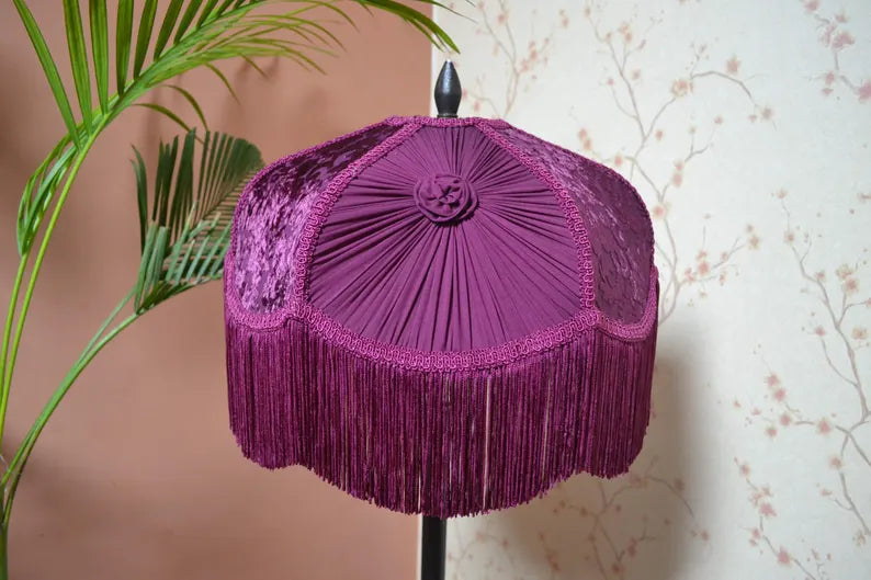 Hexa Wine Velvet Fringe Lampshade
