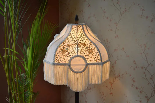 Victorian White Silk Luxury Lampshade
