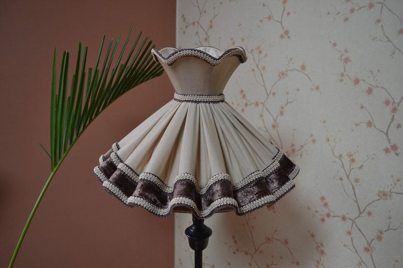 Beige Ruffled Empire Corset Lampshade