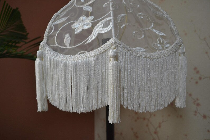 Ethereal White Fringe Lampshade
