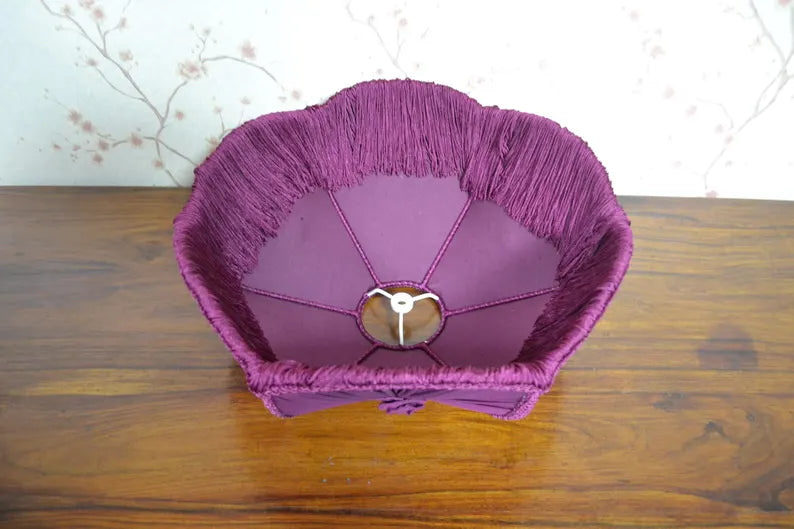 Hexa Wine Velvet Fringe Lampshade