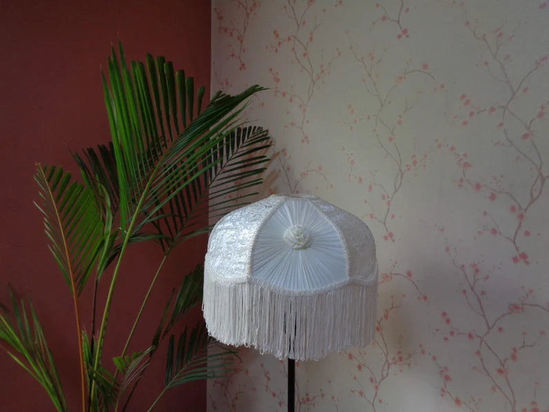 Victorian White Silk Lampshade