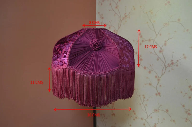 Hexa Wine Velvet Fringe Lampshade