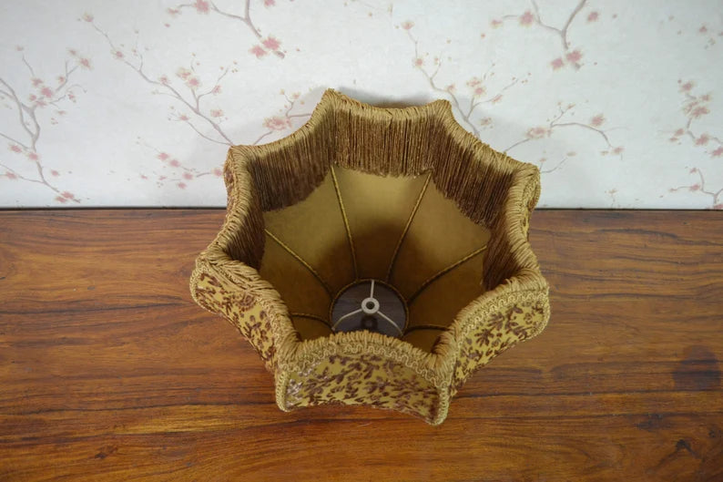Golden Velvet Scalloped Vintage Lampshade