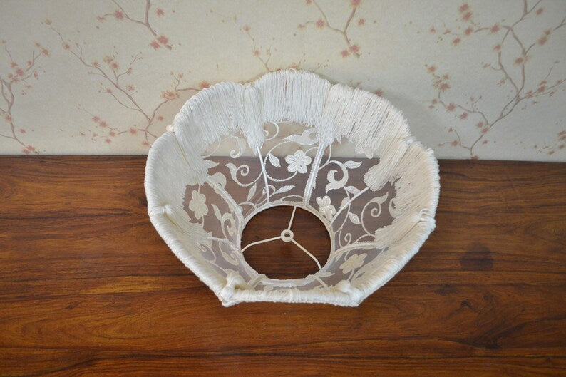 Ethereal White Fringe Lampshade