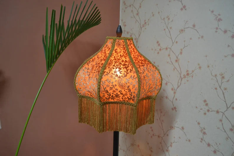 Golden Velvet Scalloped Vintage Lampshade