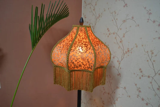 Golden Velvet Scalloped Vintage Lampshade