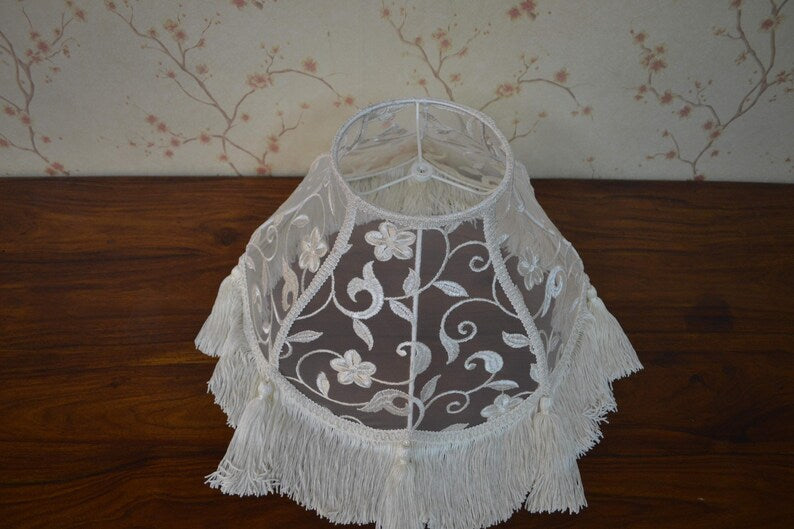 Ethereal White Fringe Lampshade