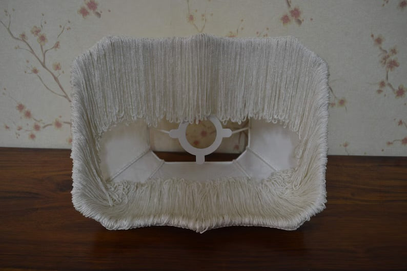 Ivory White Velvet Fringe Lampshade