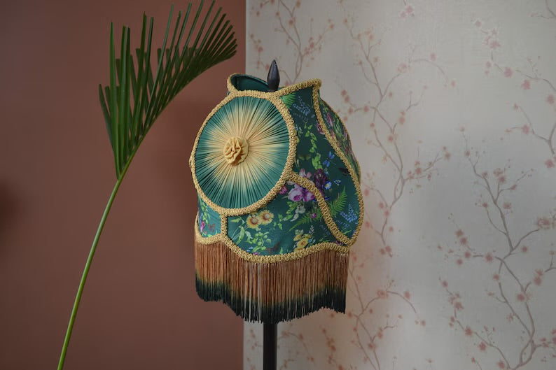 Enchanted Garden Printed Silk Eclipse Lampshade