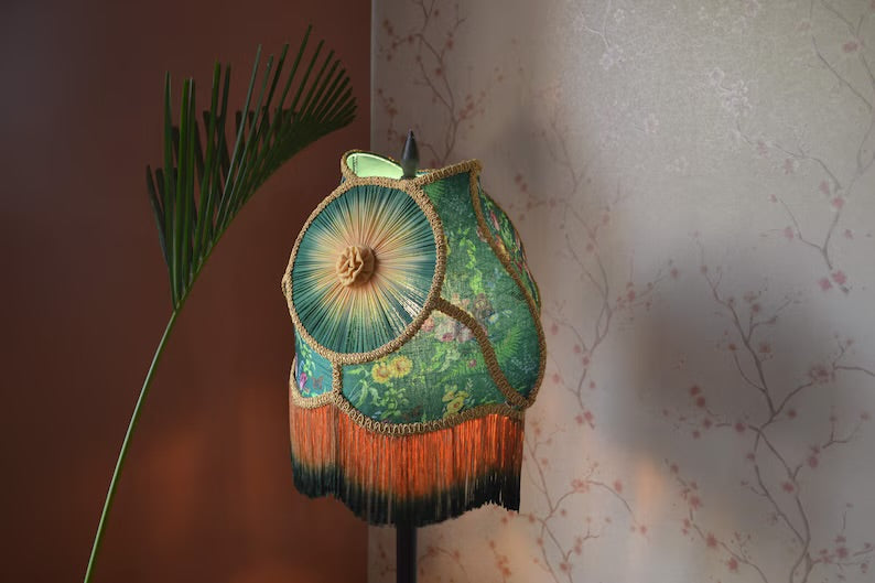 Enchanted Garden Printed Silk Eclipse Lampshade