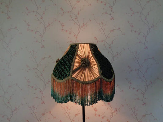 Green Gold Chiffon Victorian Lampshade
