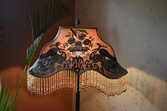 Antique Taupe Embroidered Lampshade