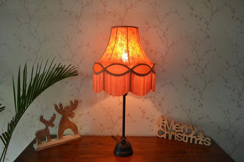 Burnt Orange Silk Scallop Lampshade