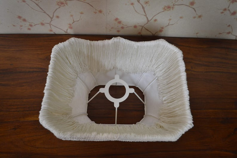 Ivory White Velvet Fringe Lampshade