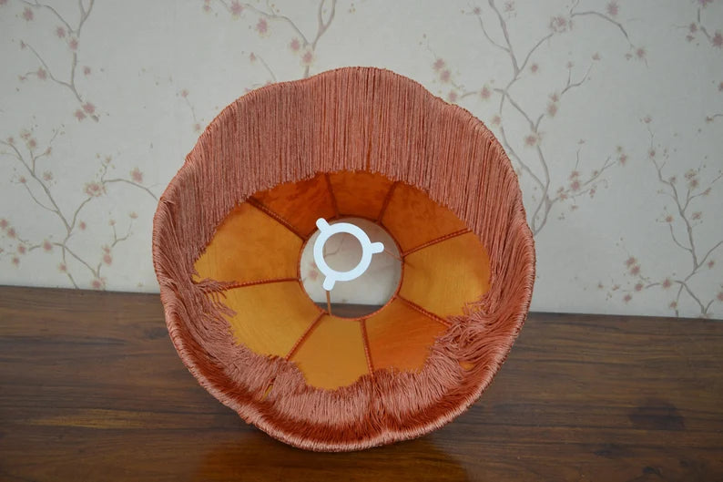Burnt Orange Silk Scallop Lampshade